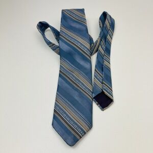 Designer Collection Tie Blue Stripes Brown Tan Necktie Polyester‎ 3"